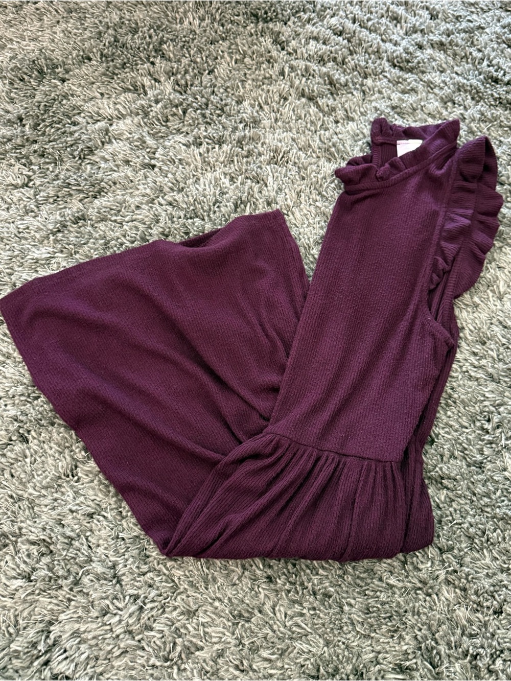 Alya Plum Ruffle Sleeve Knit Dress - Picture 5 of 9